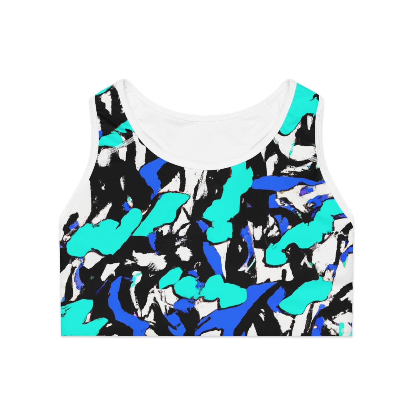 Turquoise & Blue Paint Markers - AI Art - Sports Bra (AOP)