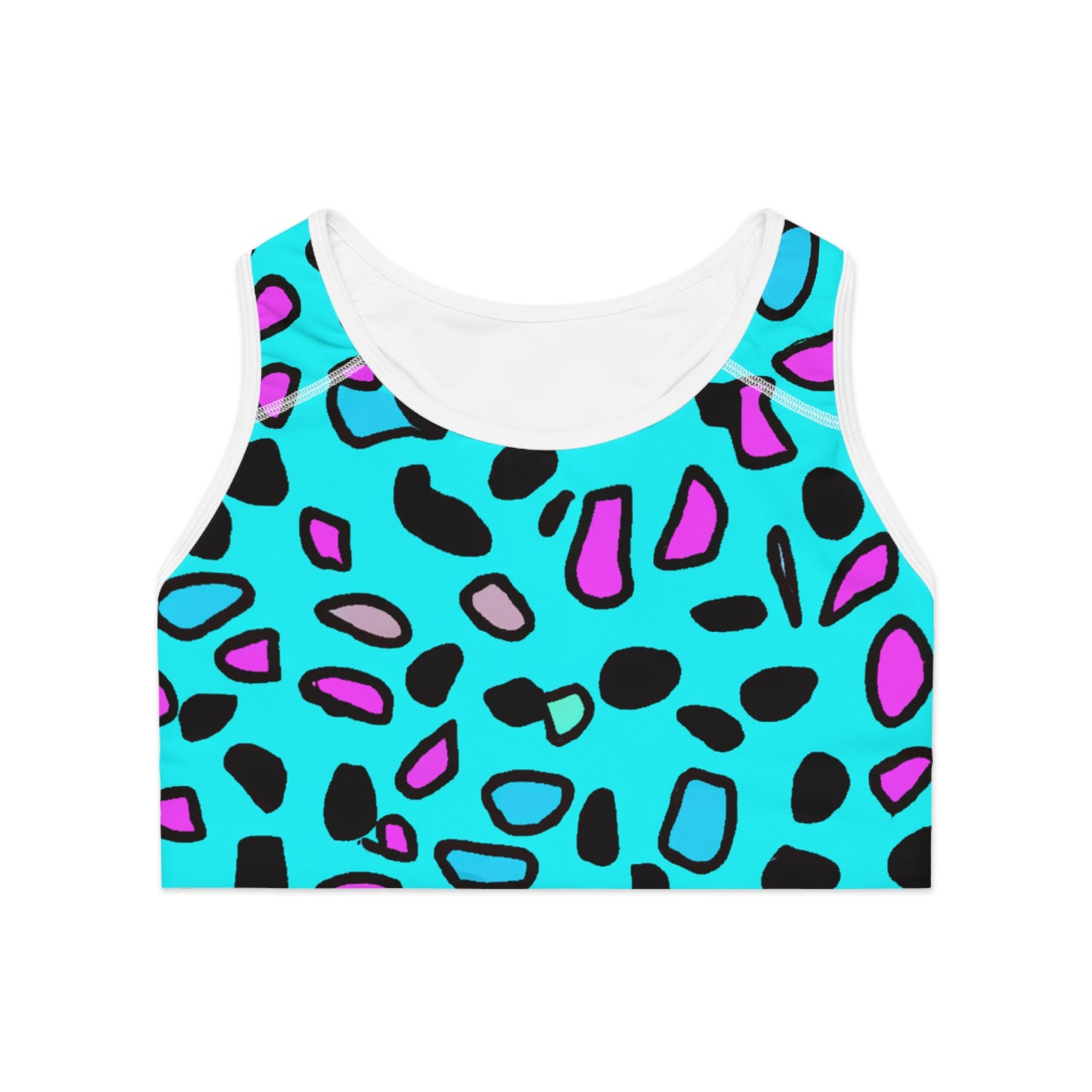 Turquoise Leopard - AI Art - Sports Bra (AOP)