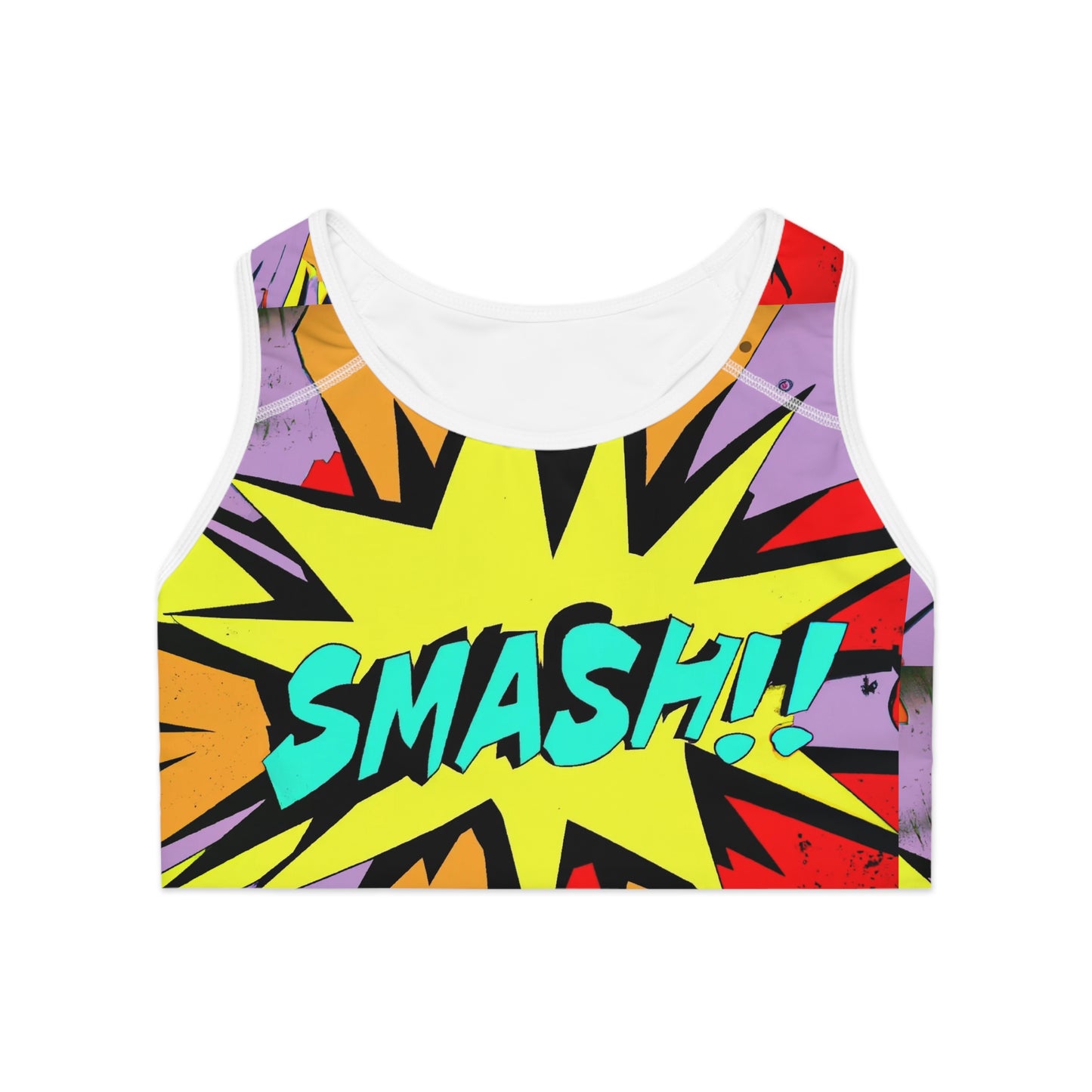 SMASH!! Comic Book Style 1 - AI Art - Sports Bra (AOP)