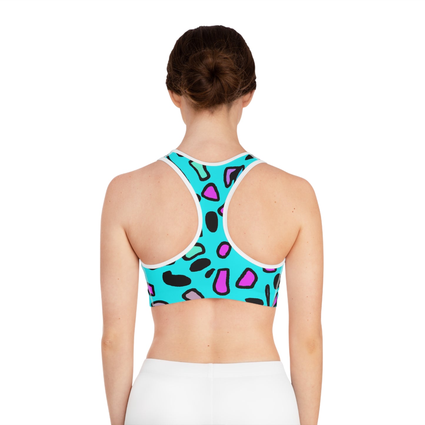 Turquoise Leopard - AI Art - Sports Bra (AOP)