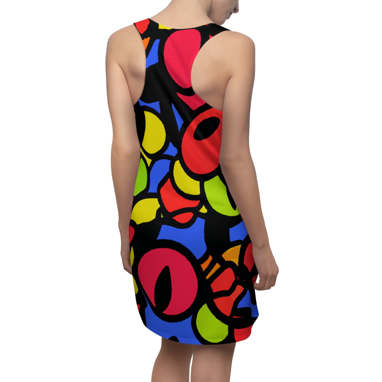 Cartoon Eyes - AI Art - Women's Cut & Sew Racerback Dress (AOP)