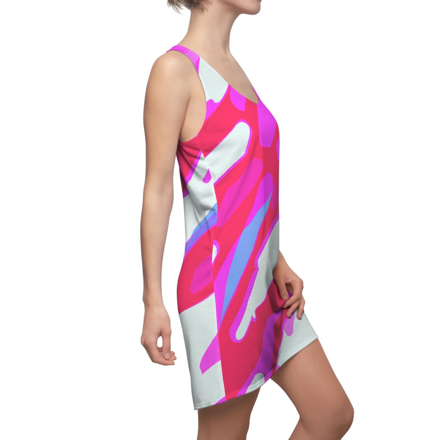 80's Pop Girl - AI Art - Women's Cut & Sew Racerback Dress