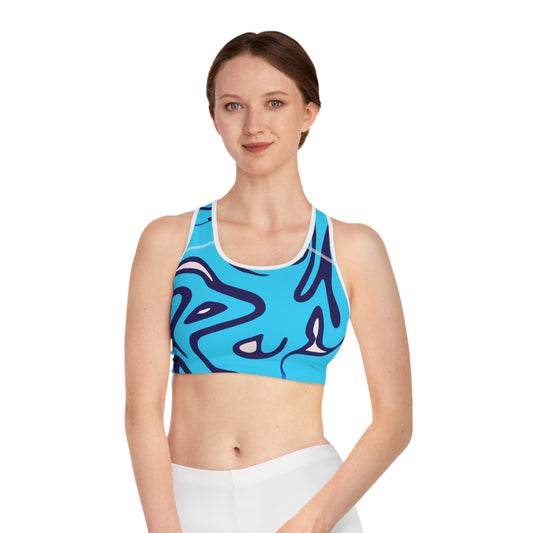 Aqua Swirl - AI Art - Sports Bra (AOP)