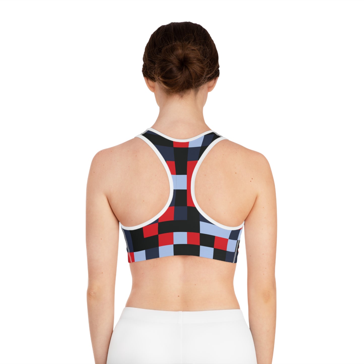 Pixelation (Black, Gray, & Red) - AI Art - Sports Bra (AOP)