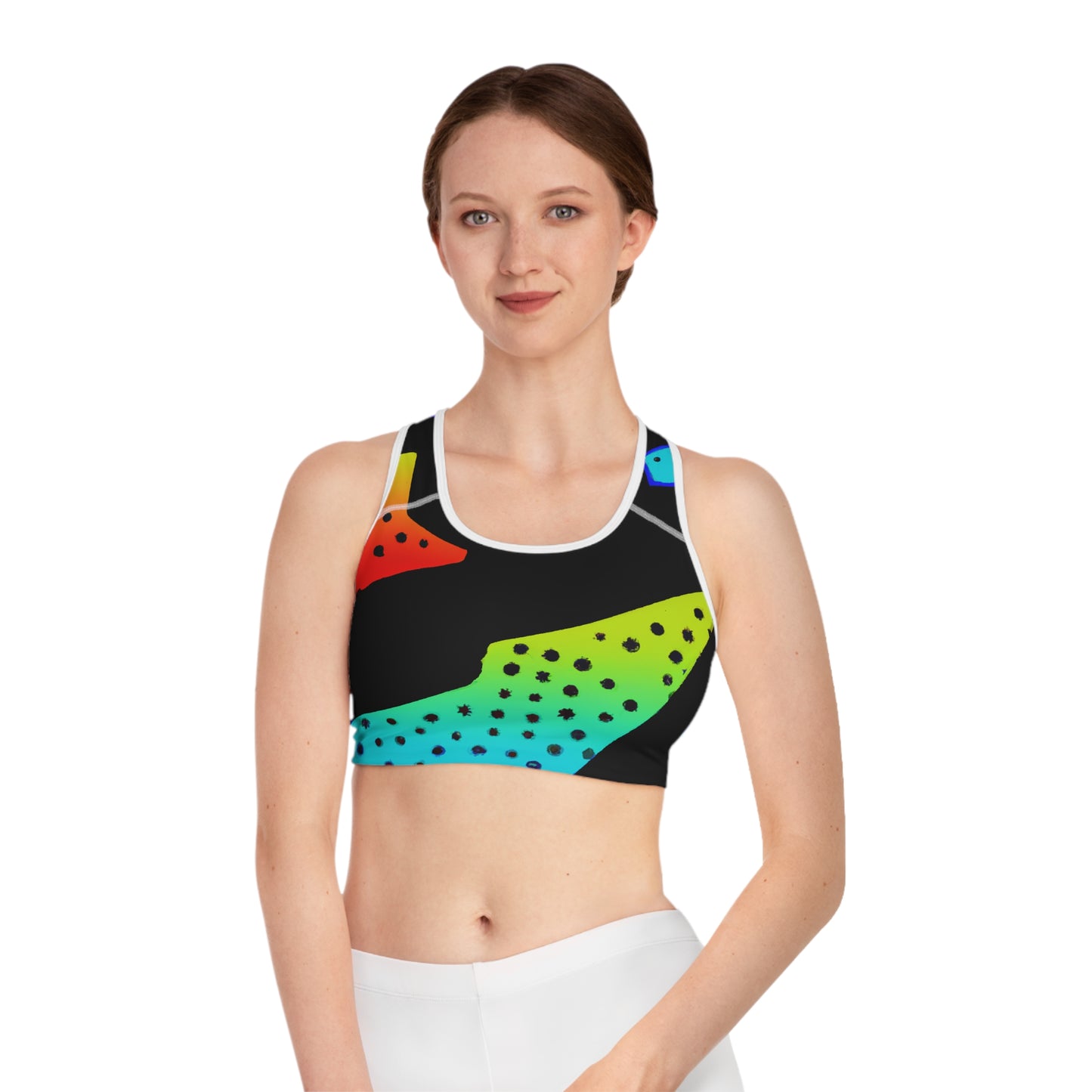 RGB Neon Comic Style w/ Polka Dots - AI Art - Sports Bra (AOP)