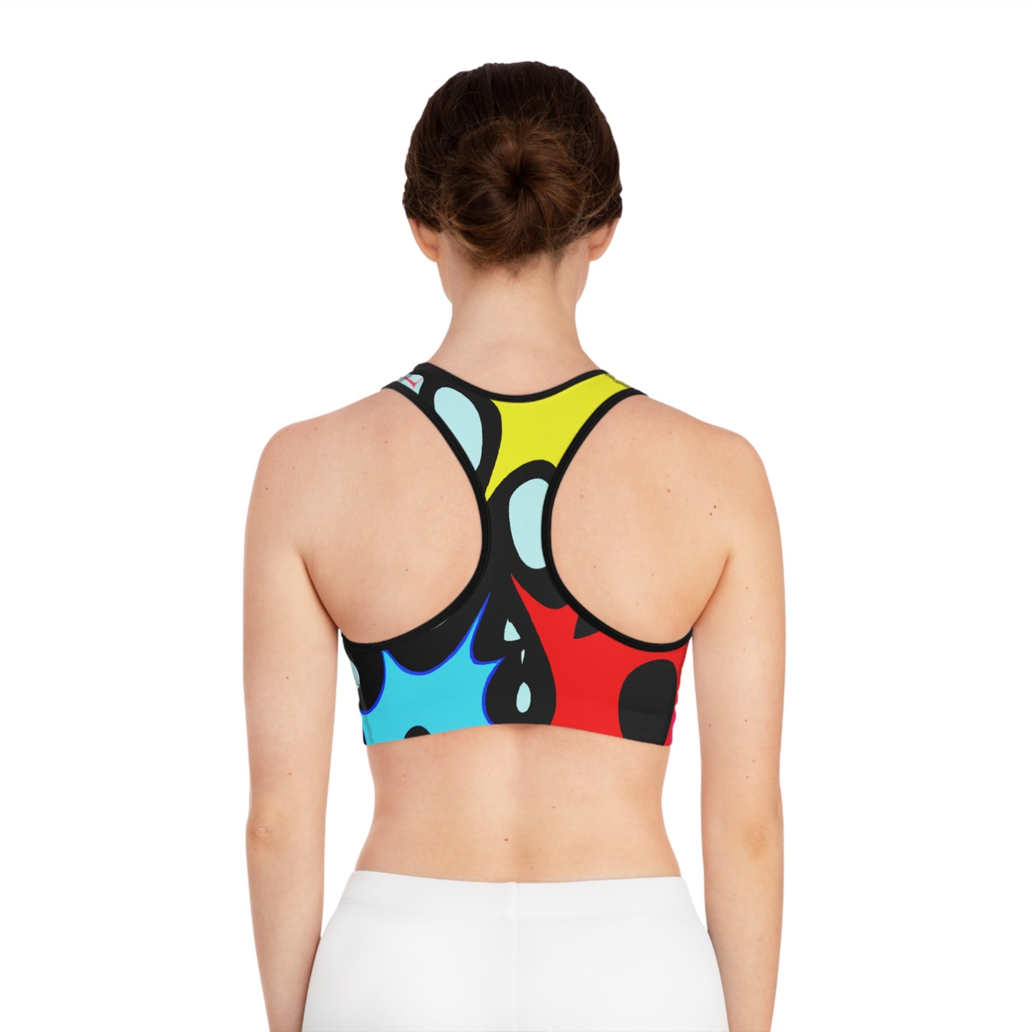 Blue & Red Cartoon Saw Blades - AI Art - Sports Bra (AOP)