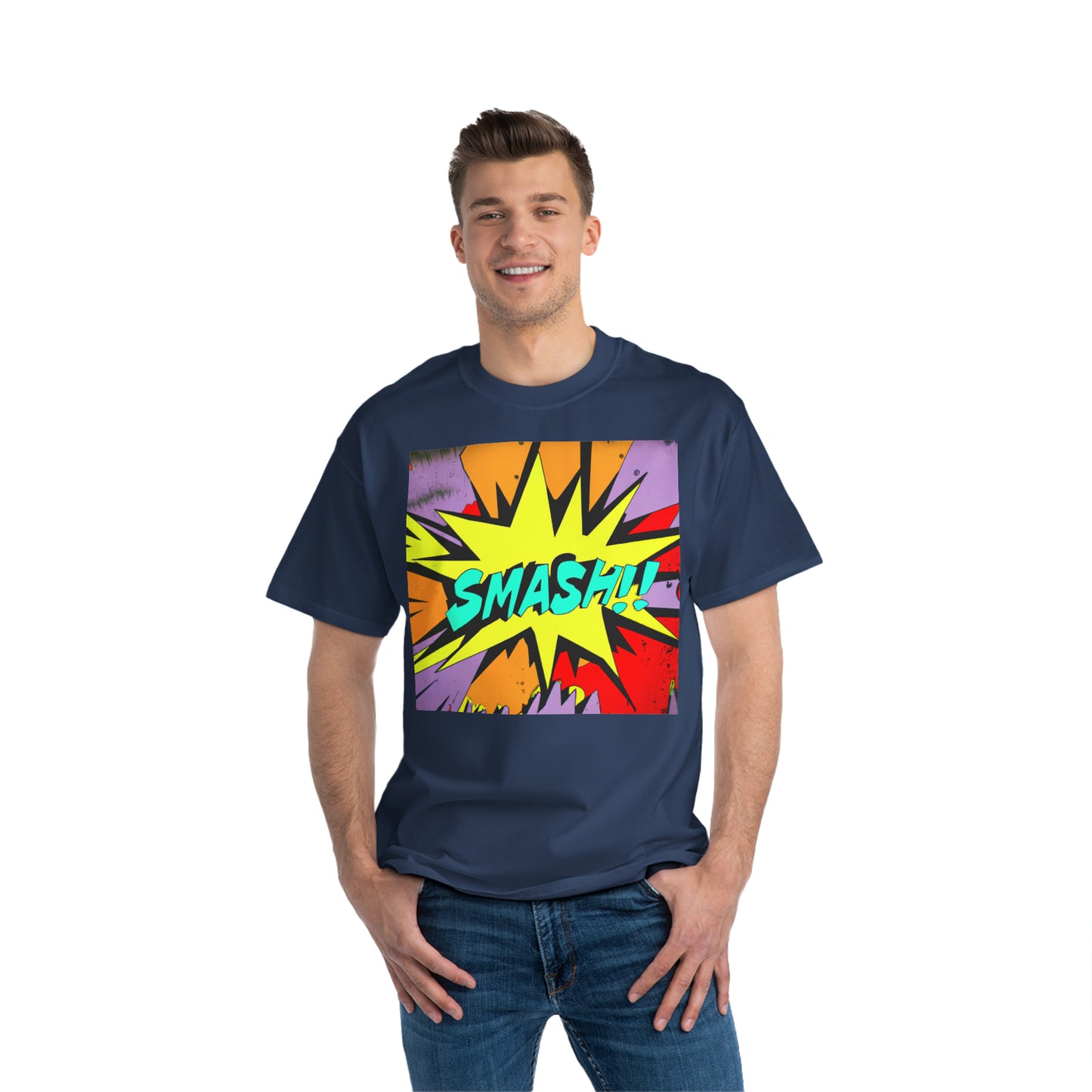 Smash Comic Logo - AI Art - Beefy-T®  Short-Sleeve T-Shirt (Sizes S-6XL, Multiple Shirt Colors Available)