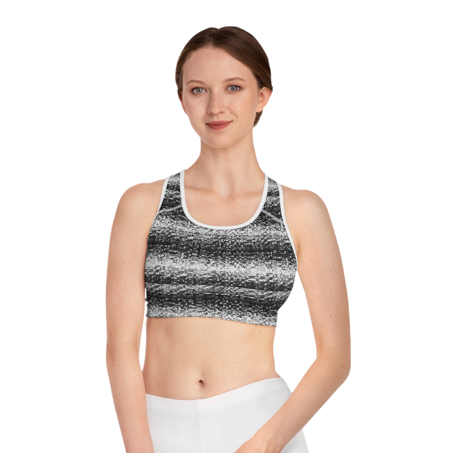 Old School TV Static - AI Art - Sports Bra (AOP)