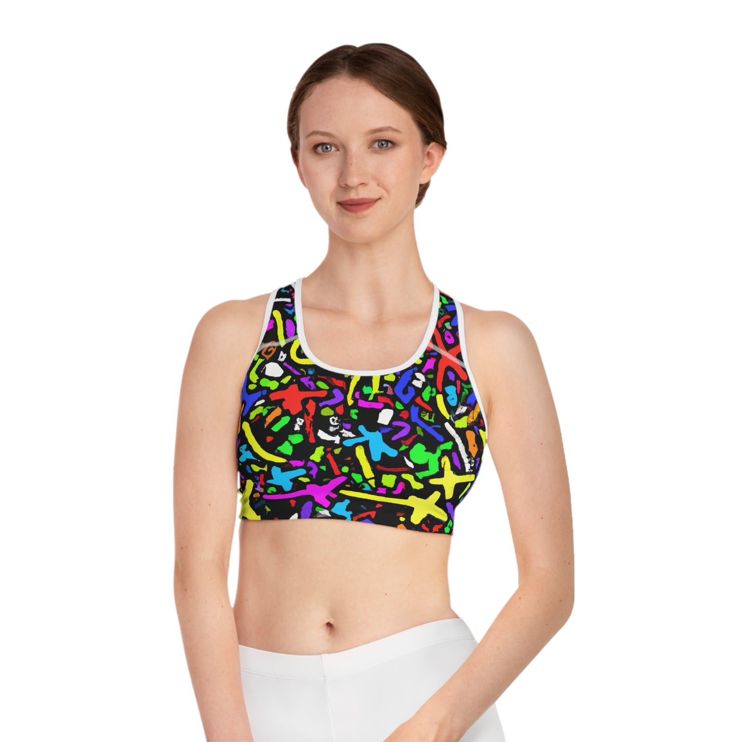 Cartoon Paint Splatter - AI Art - Sports Bra (AOP)