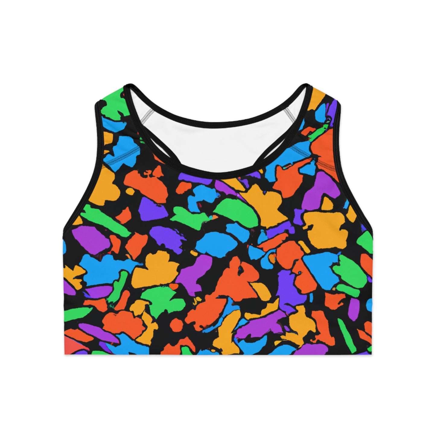 Cartoon Multi-Color Rubber Mulch - AI Art - Sports Bra (AOP)