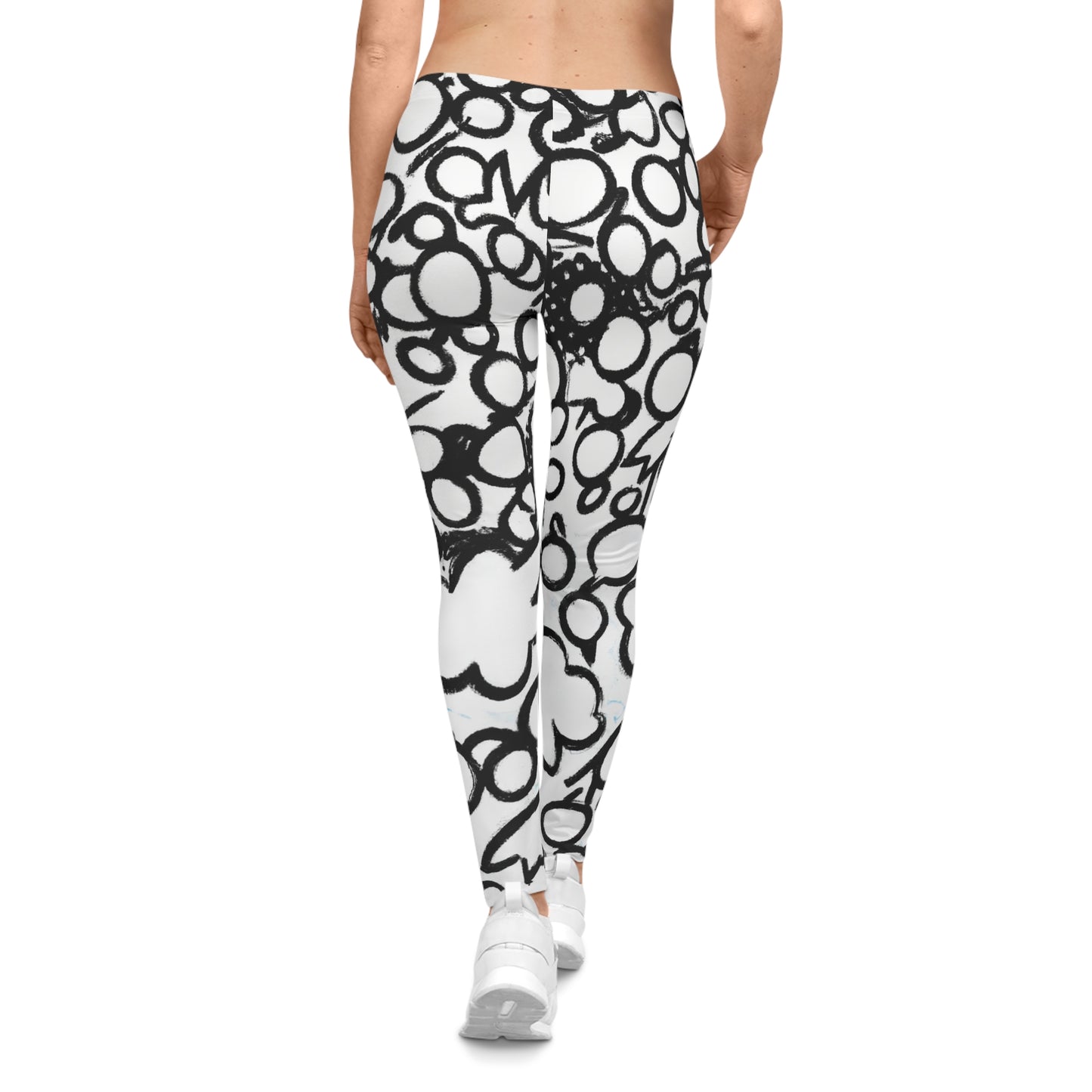 Black Crayon Circles - AI Art - Women's Casual Leggings (AOP)