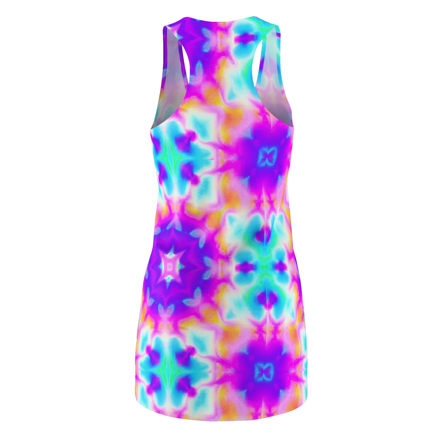 Hyperwave Tie-Dye - AI Art - Women's Cut & Sew Racerback Dress