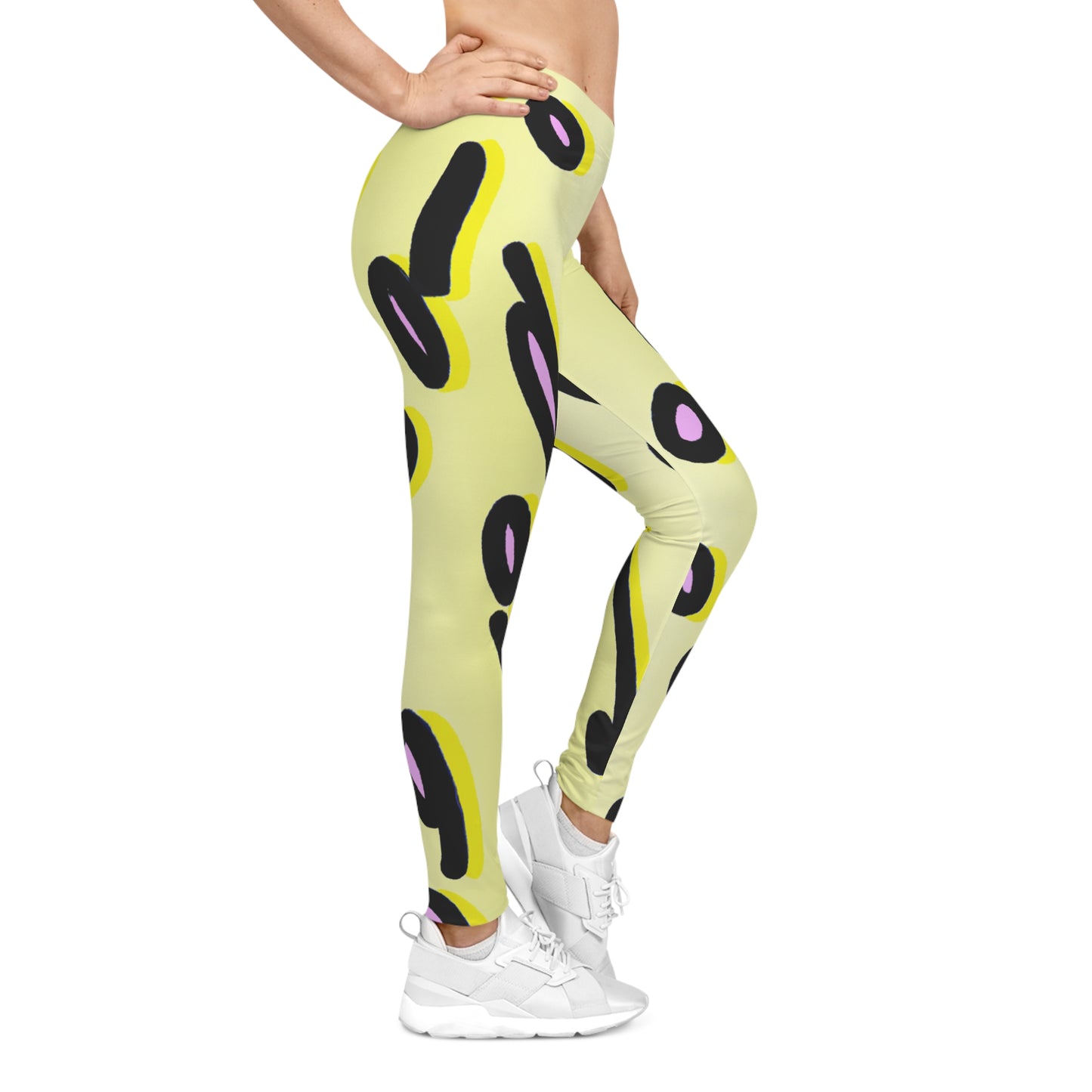 Lemon Black & Pink - AI Art - Women's Casual Leggings (AOP)