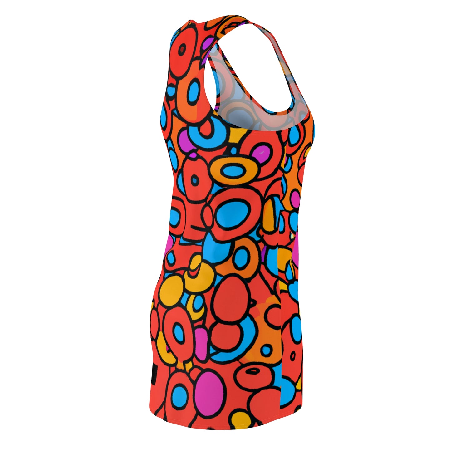 Cartoon Fruit Rings - AI Art - Women's Cut & Sew Racerback Dress