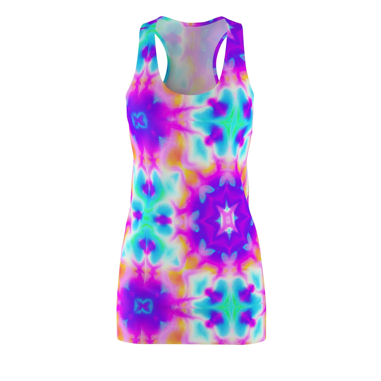 Hyperwave Tie-Dye - AI Art - Women's Cut & Sew Racerback Dress