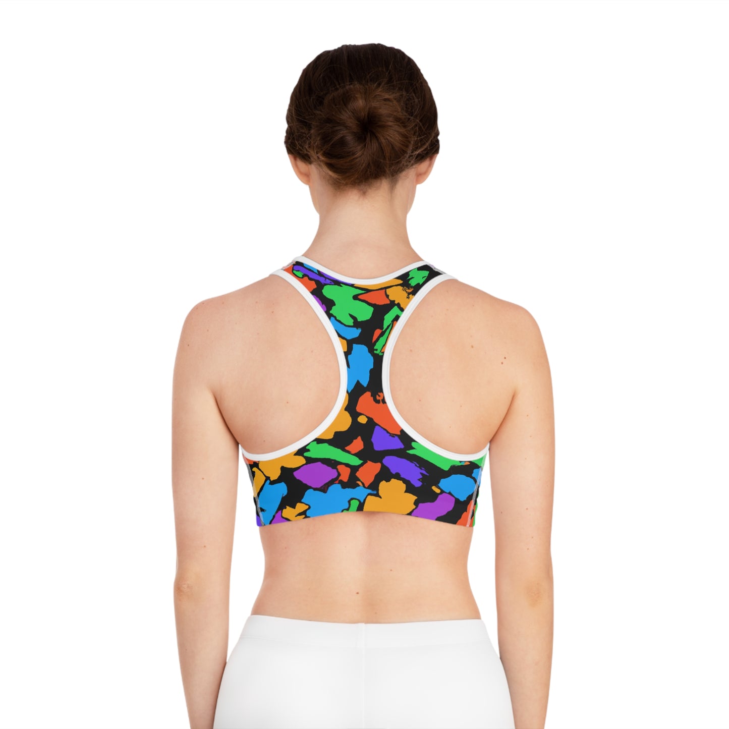 Cartoon Multi-Color Rubber Mulch - AI Art - Sports Bra (AOP)