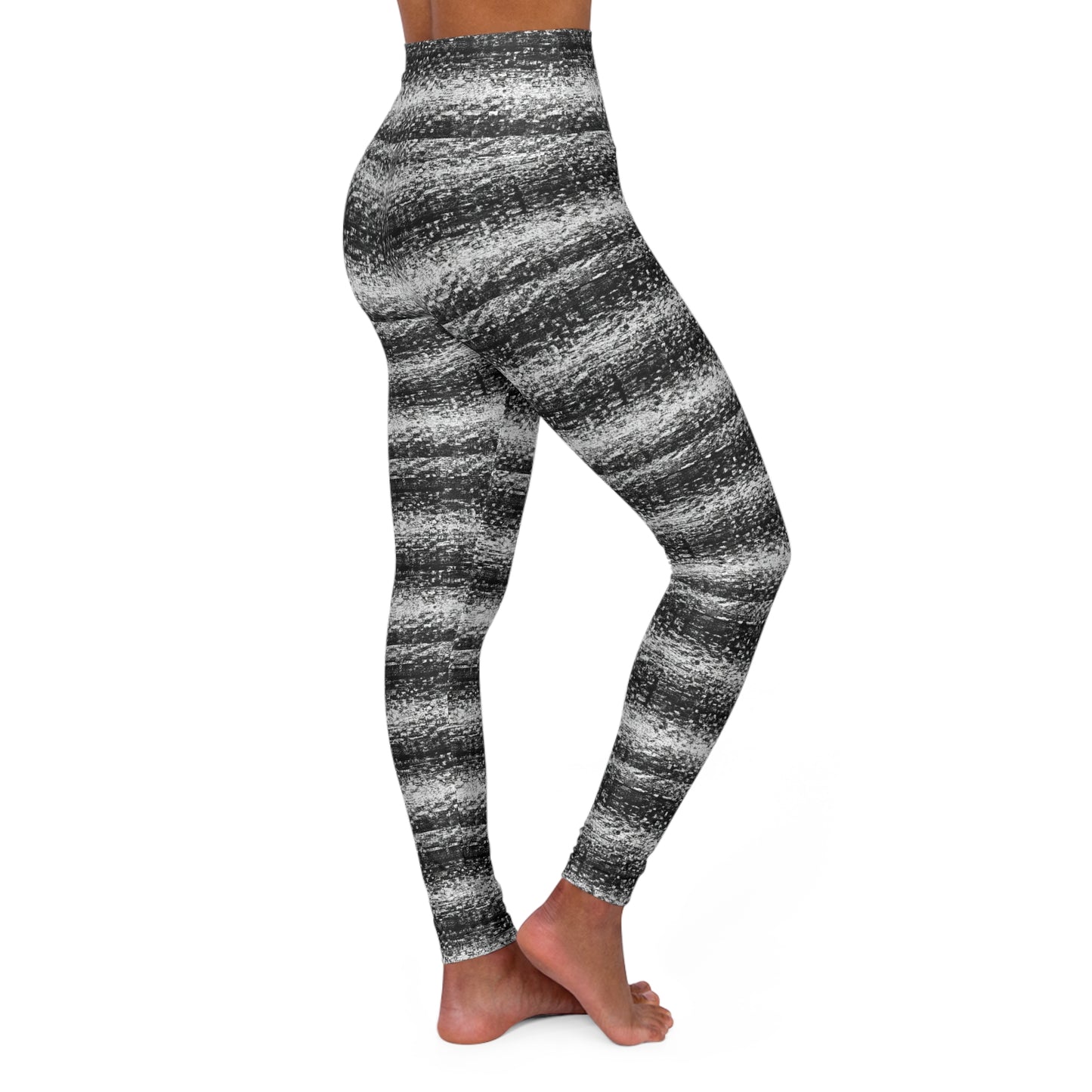 Old School TV Static - AI Art - High Waisted Yoga Leggings (AOP)