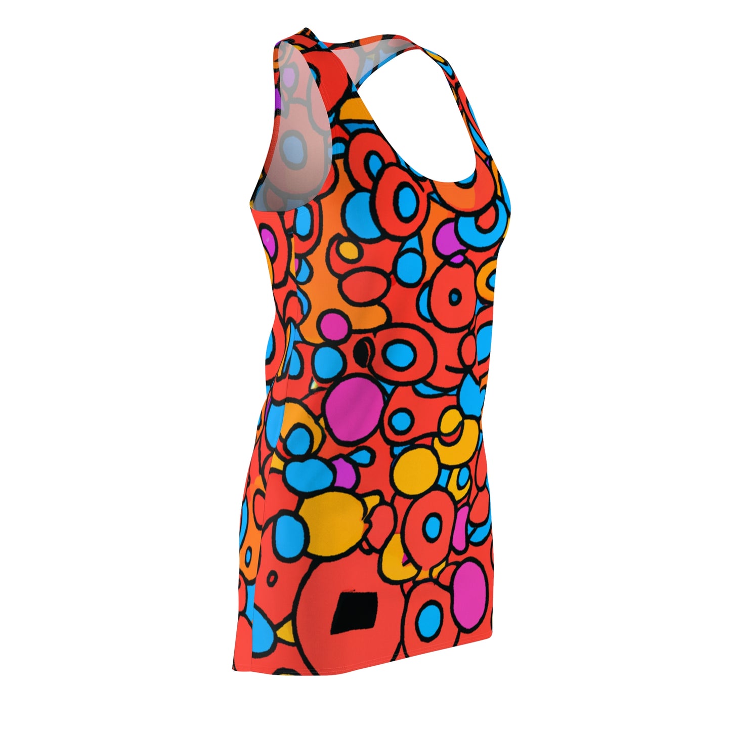 Cartoon Fruit Rings - AI Art - Women's Cut & Sew Racerback Dress