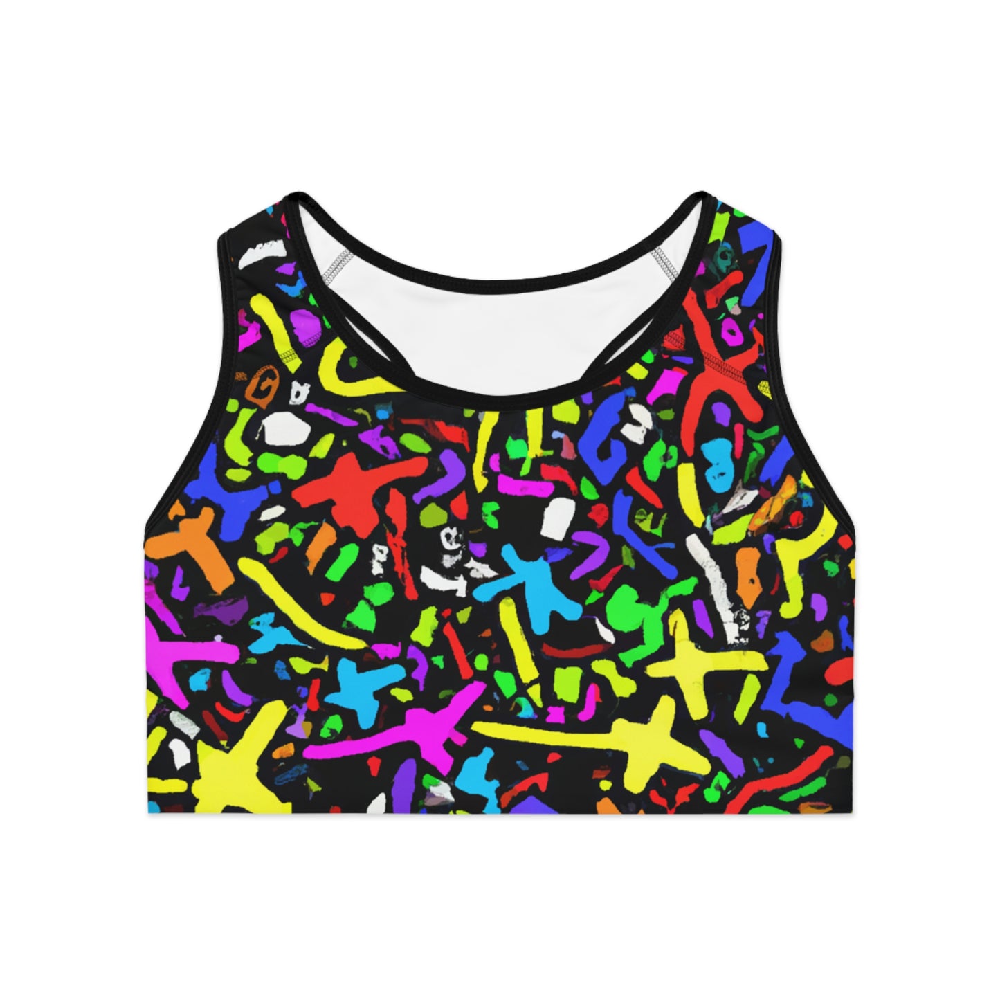 Cartoon Paint Splatter - AI Art - Sports Bra (AOP)