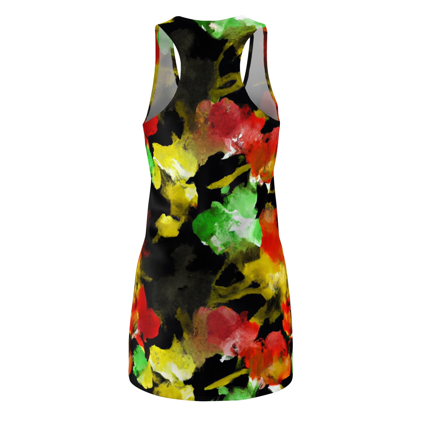 Floral Watercolor Black - AI Art - Women's Cut & Sew Racerback Dress