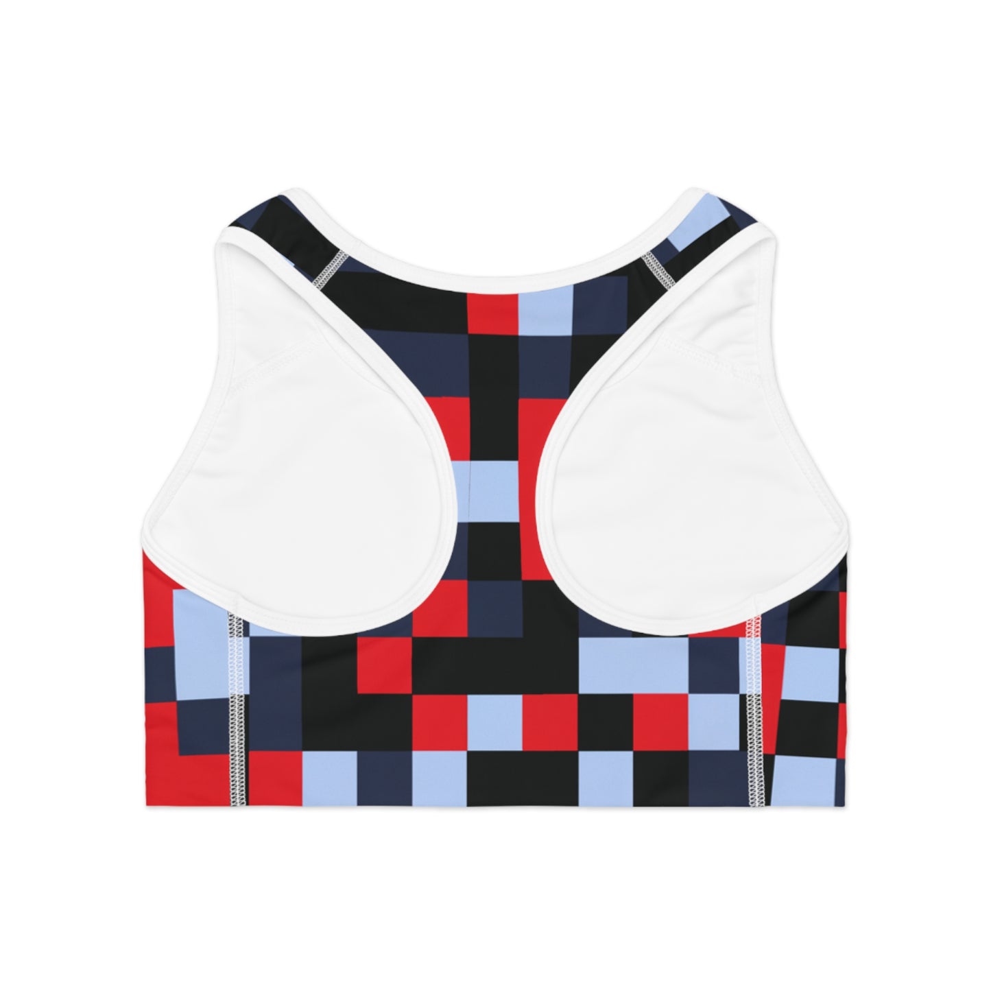 Pixelation (Black, Gray, & Red) - AI Art - Sports Bra (AOP)