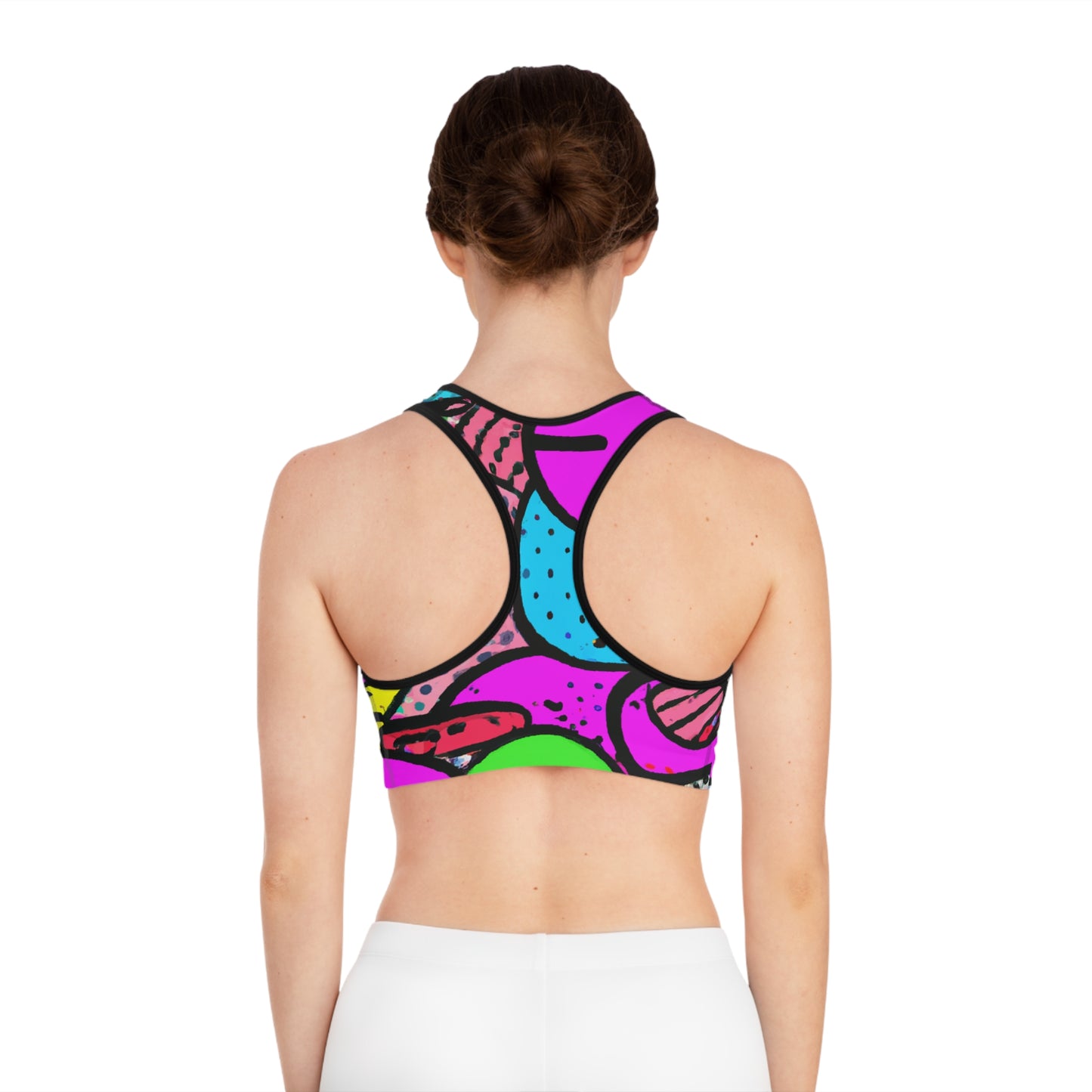 Purple & Green Comic Fun - AI Art - Sports Bra (AOP)