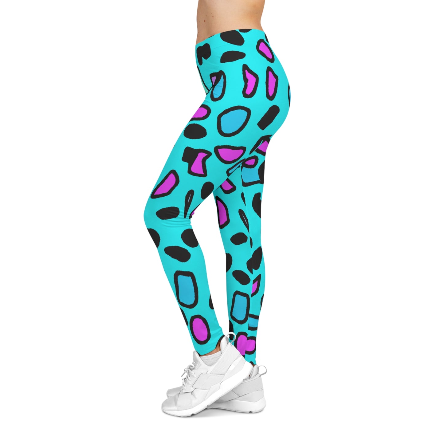 Turquoise Leopard - AI Art - Women's Casual Leggings (AOP)