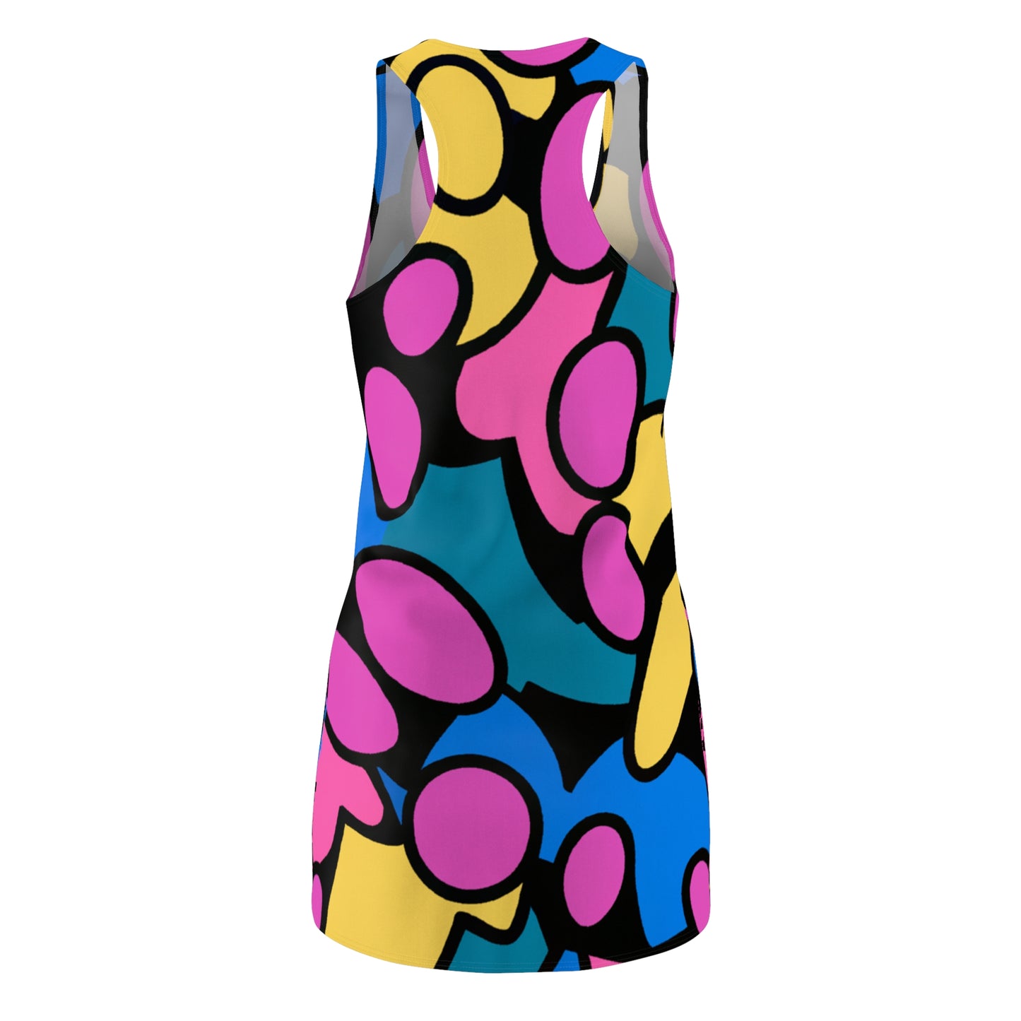 Pink, Blue, Yellow Cartoon Style - AI Art - Women's Cut & Sew Racerback Dress (AOP)