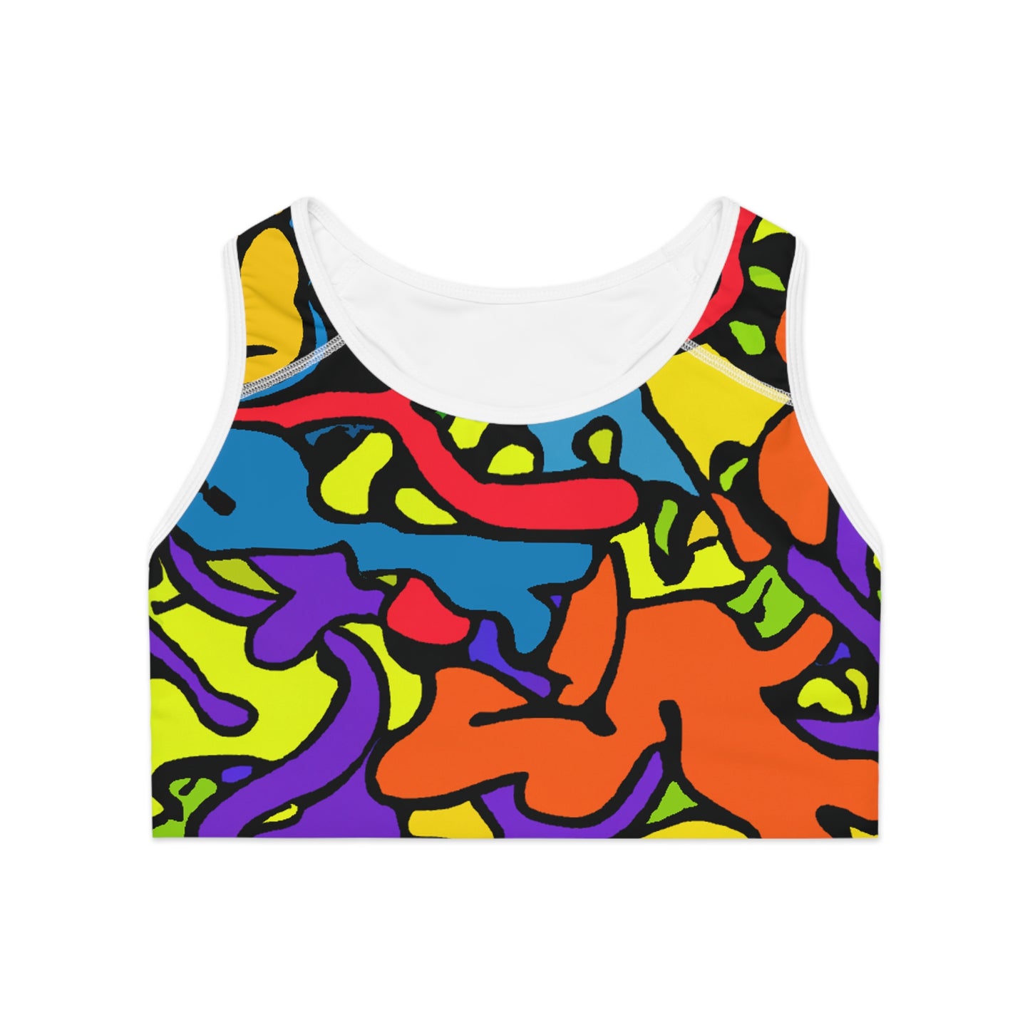 Cartoon Style Finger Paint - AI Art - Sports Bra (AOP)