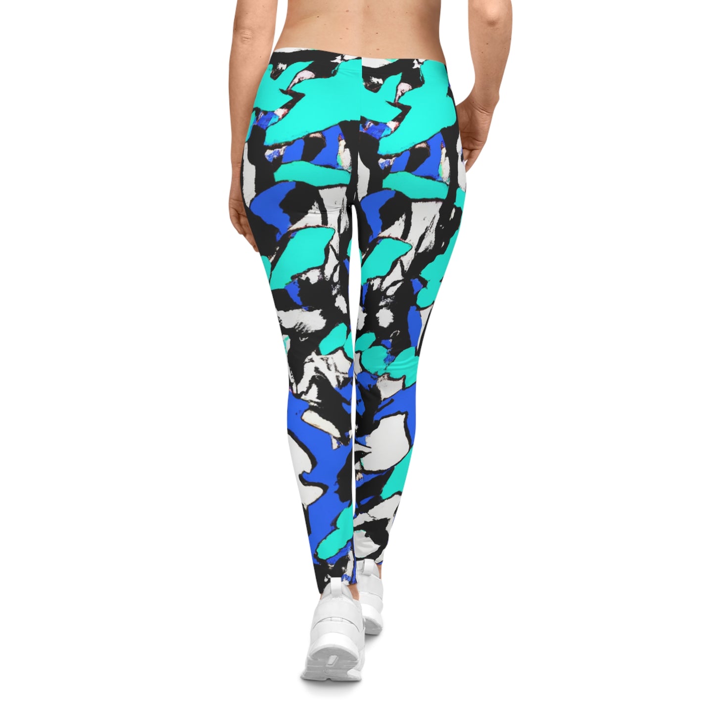 Turquoise & Blue Paint Markers - AI Art - Women's Casual Leggings (AOP)