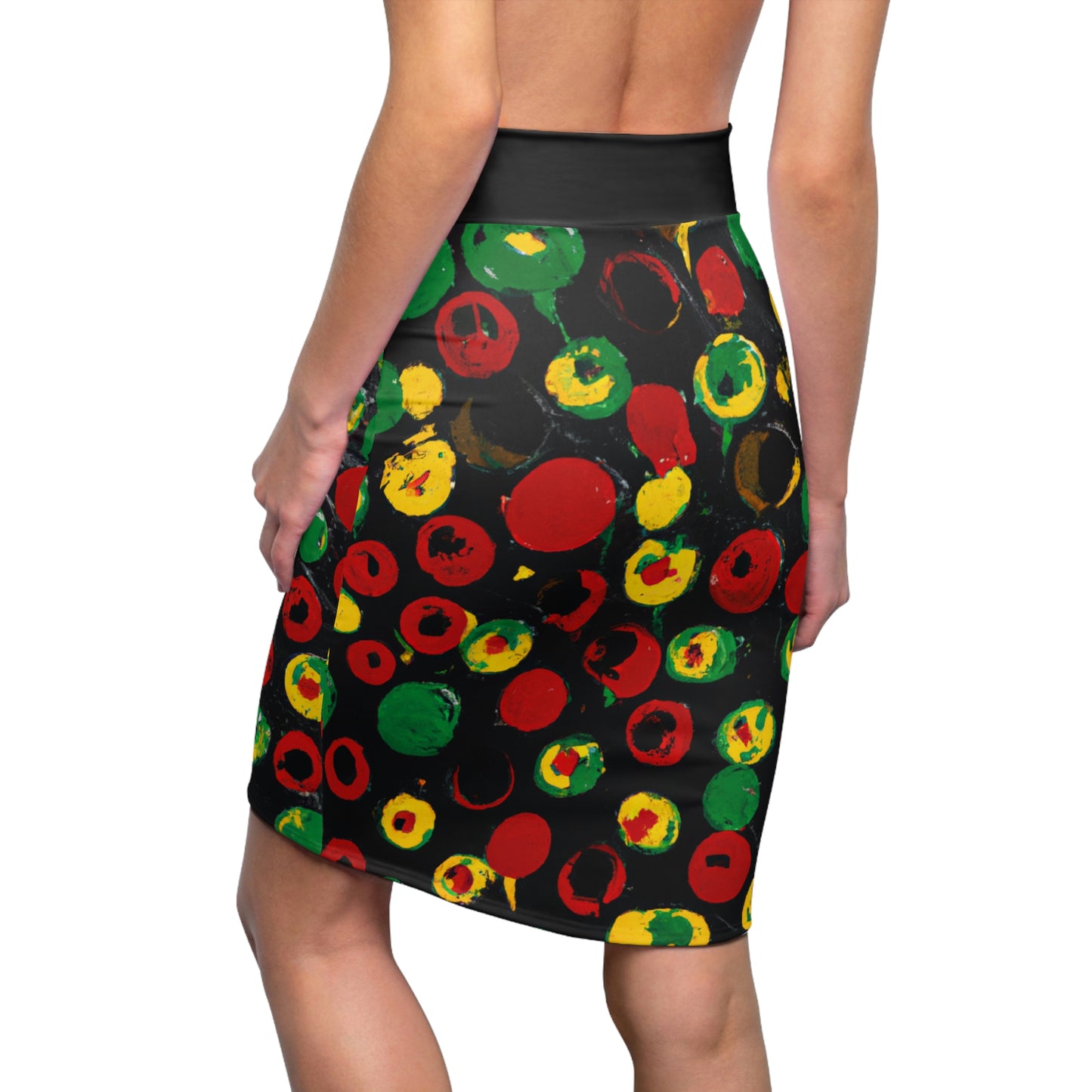 Polka Dot Acrylic Paint - AI Art - Women's Pencil Skirt