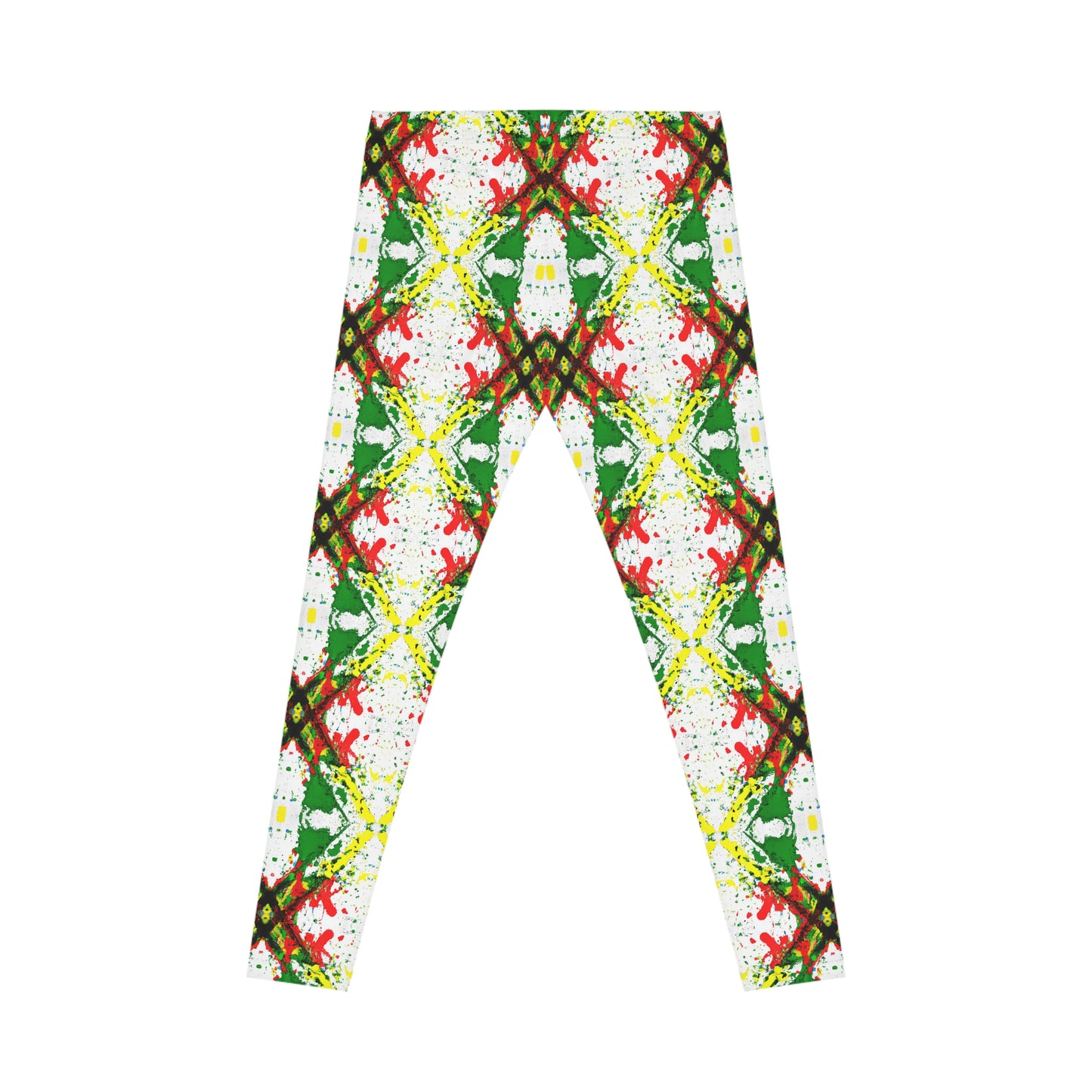 Rasta Paint Splatter Tic-Tac-Toe Pattern - AI Art - Women's Casual Yoga Leggings