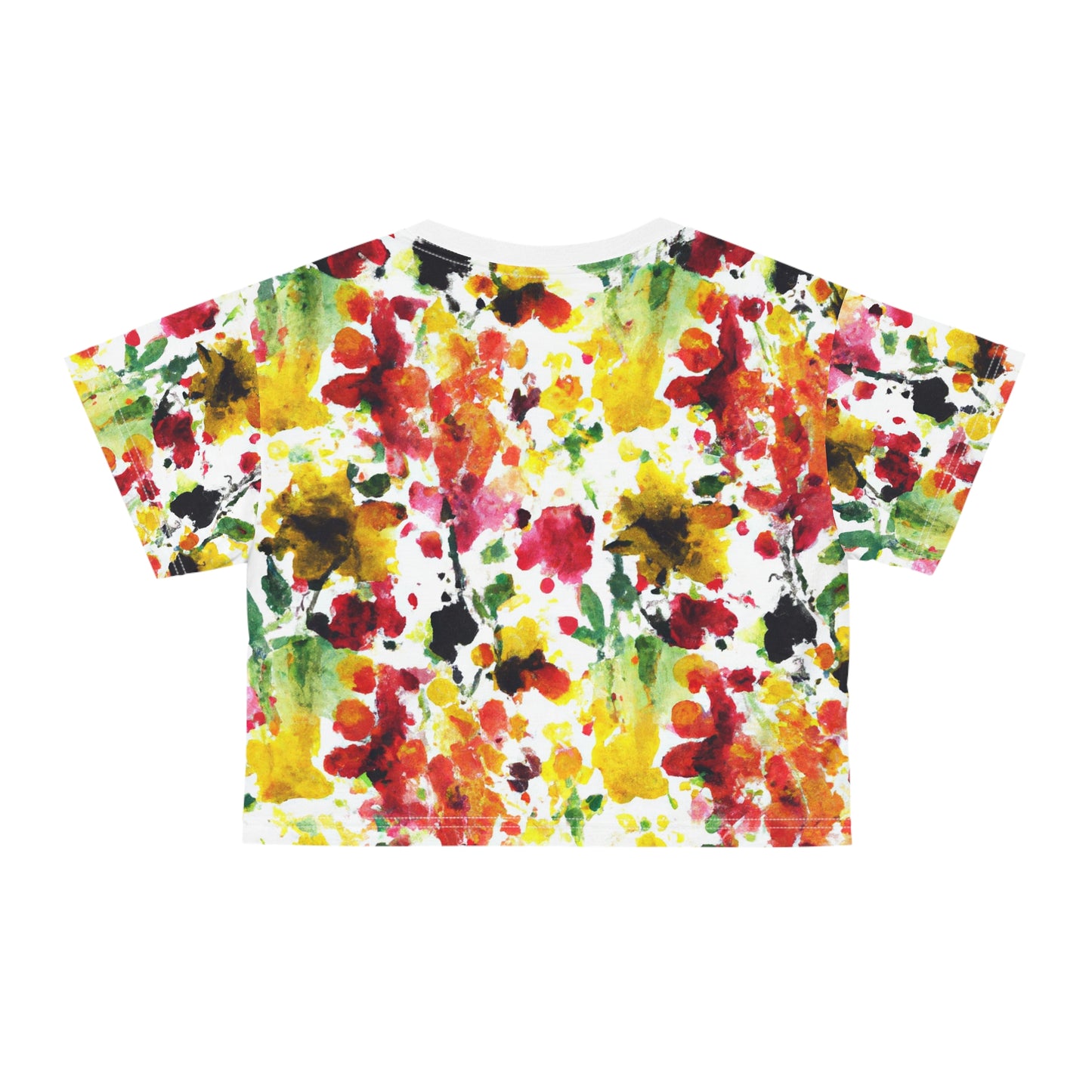 Floral Watercolor (RGYB) - AI Art - Crop Tee