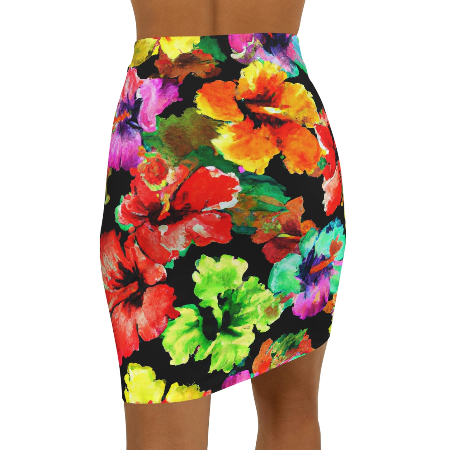 Hibiscus Watercolor 1 - AI Art - Women's Mini Skirt