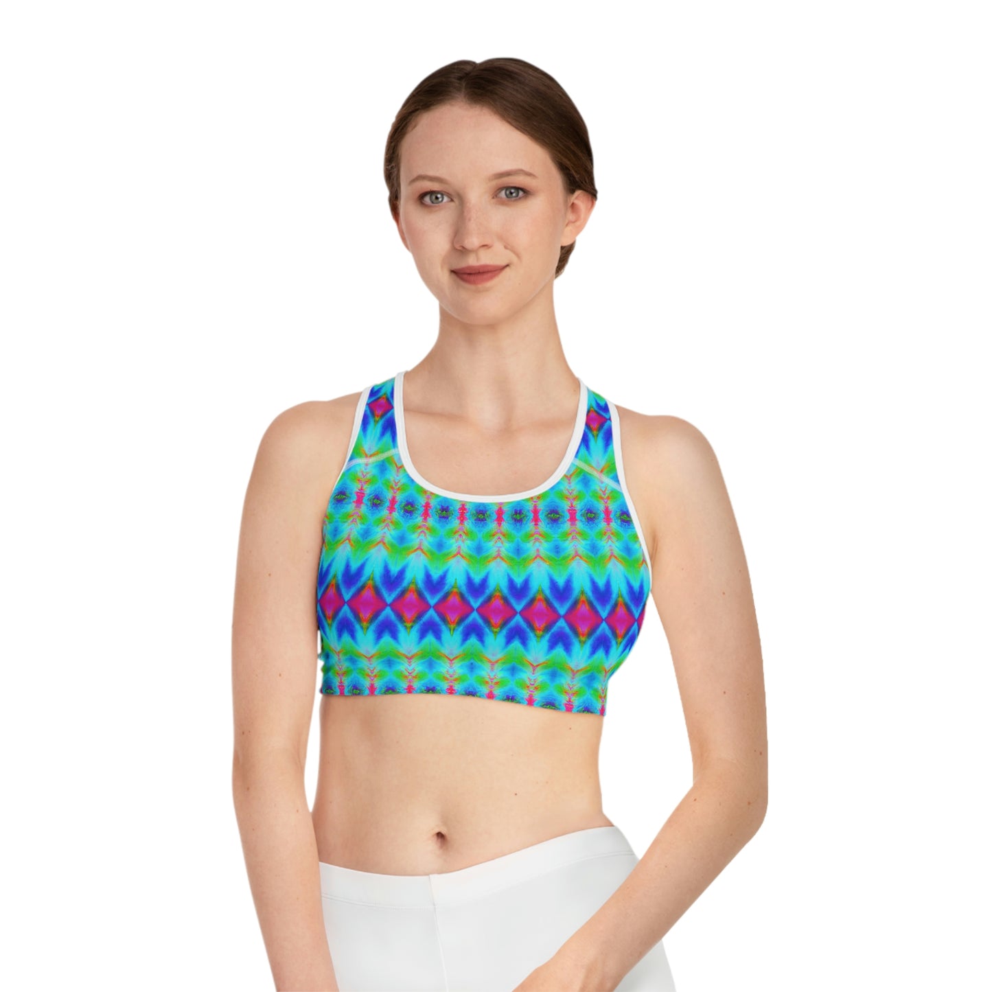 Argyle Tie-Dye - AI Art - Sports Bra