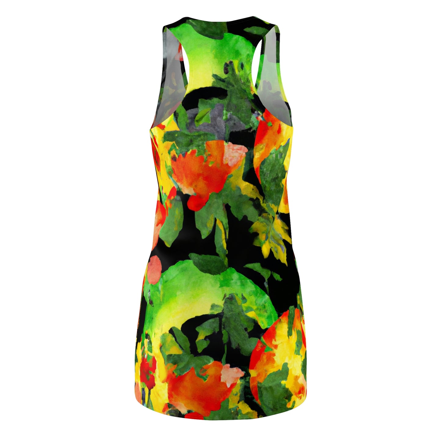 Peach Tree Watercolor - AI Art - Women's Cut & Sew Racerback Dress