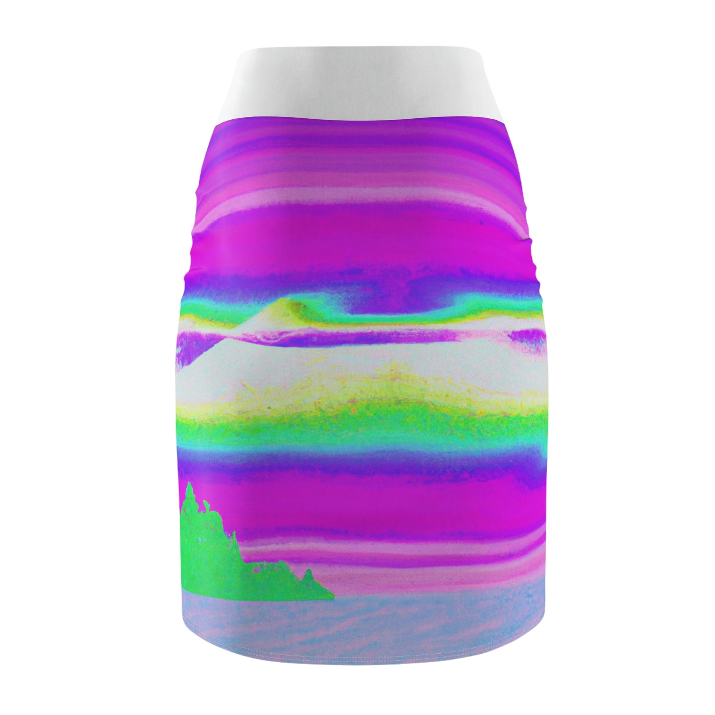 Hyperwave Island (Surfer Style) - AI Art - Women's Pencil Skirt