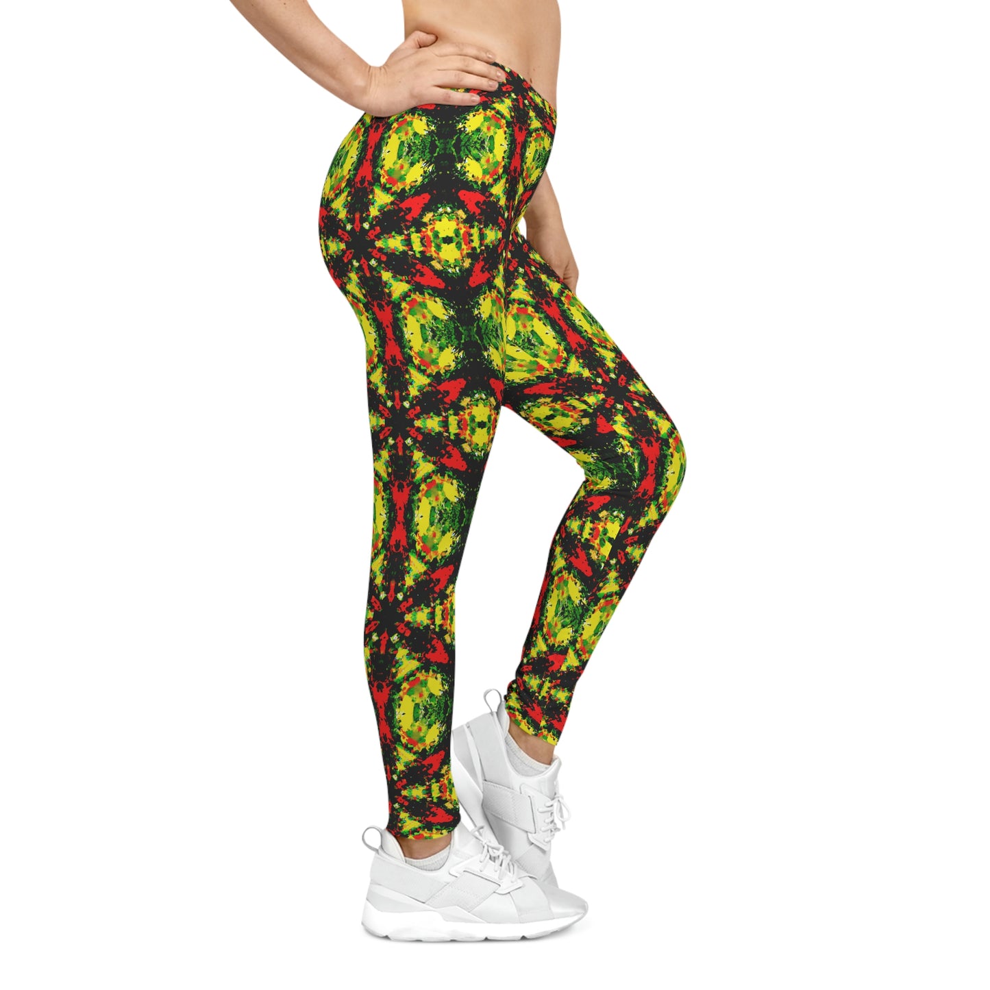 Rasta Star 2 - AI Art - Women's Casual Yoga Leggings