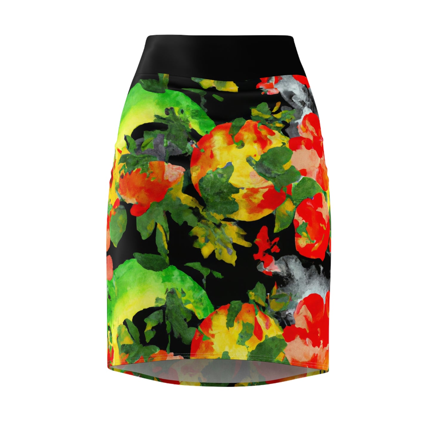 Peach Tree Watercolor - AI Art - Women's Pencil Skirt