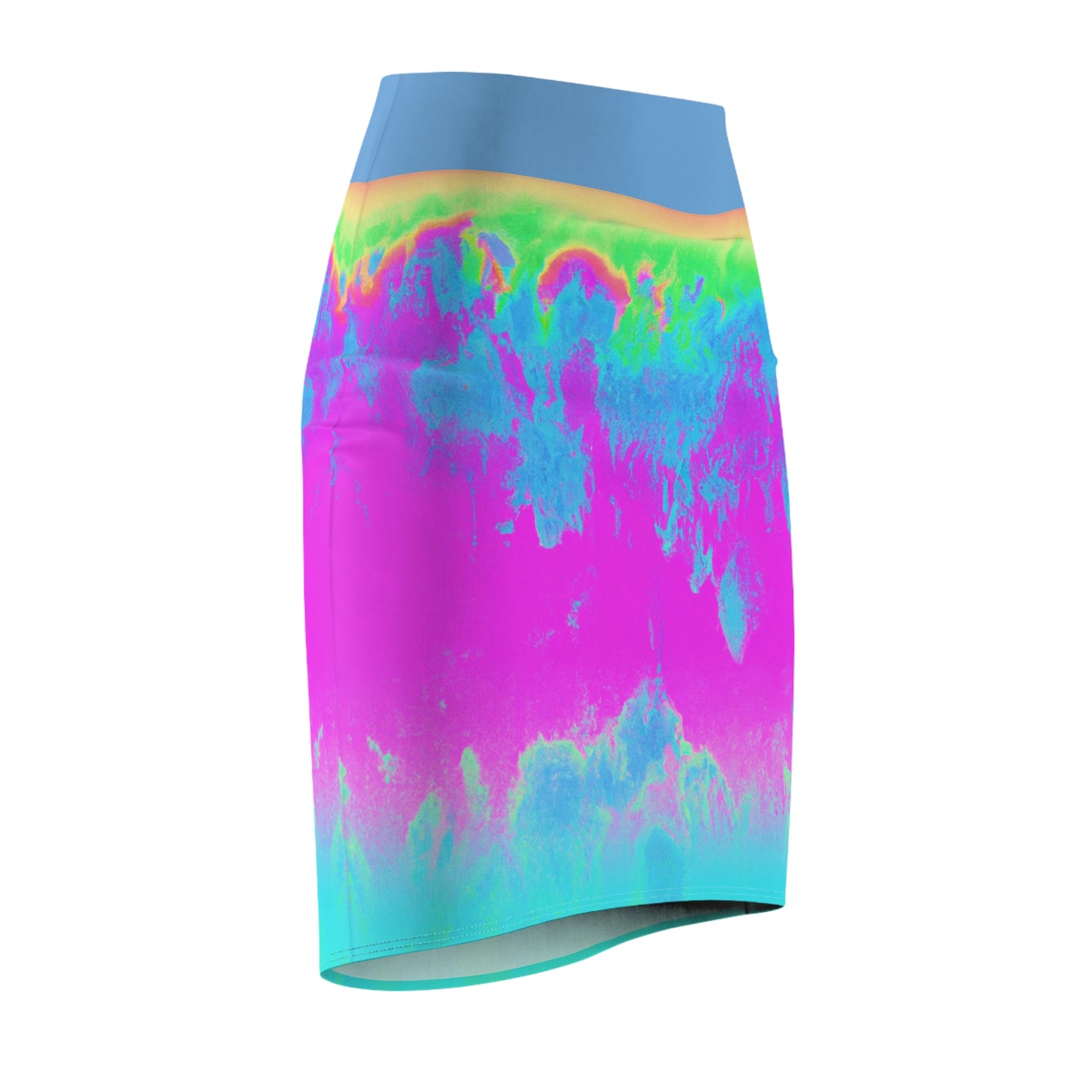 Hyperwave Pink/Blue/Green - AI Art - Women's Pencil Skirt