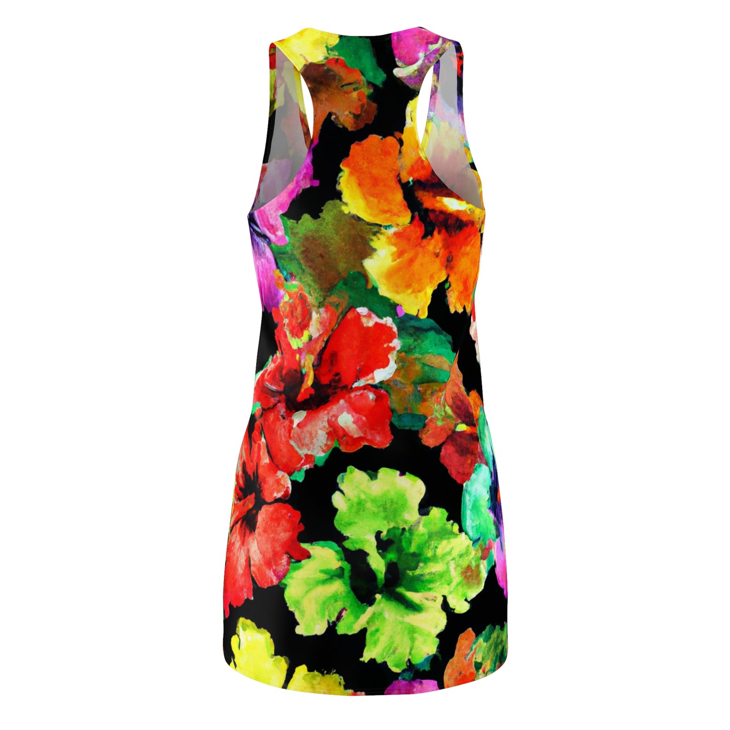 Hibiscus Watercolor 1  - AI Art - Women's Cut & Sew Racerback Dress