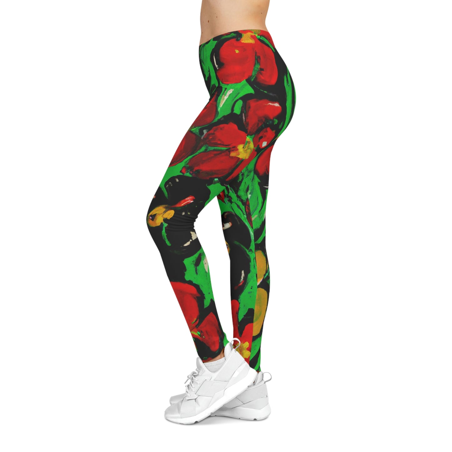 Floral Acrylic 1 - AI Art - Women's Yoga Casual Leggings