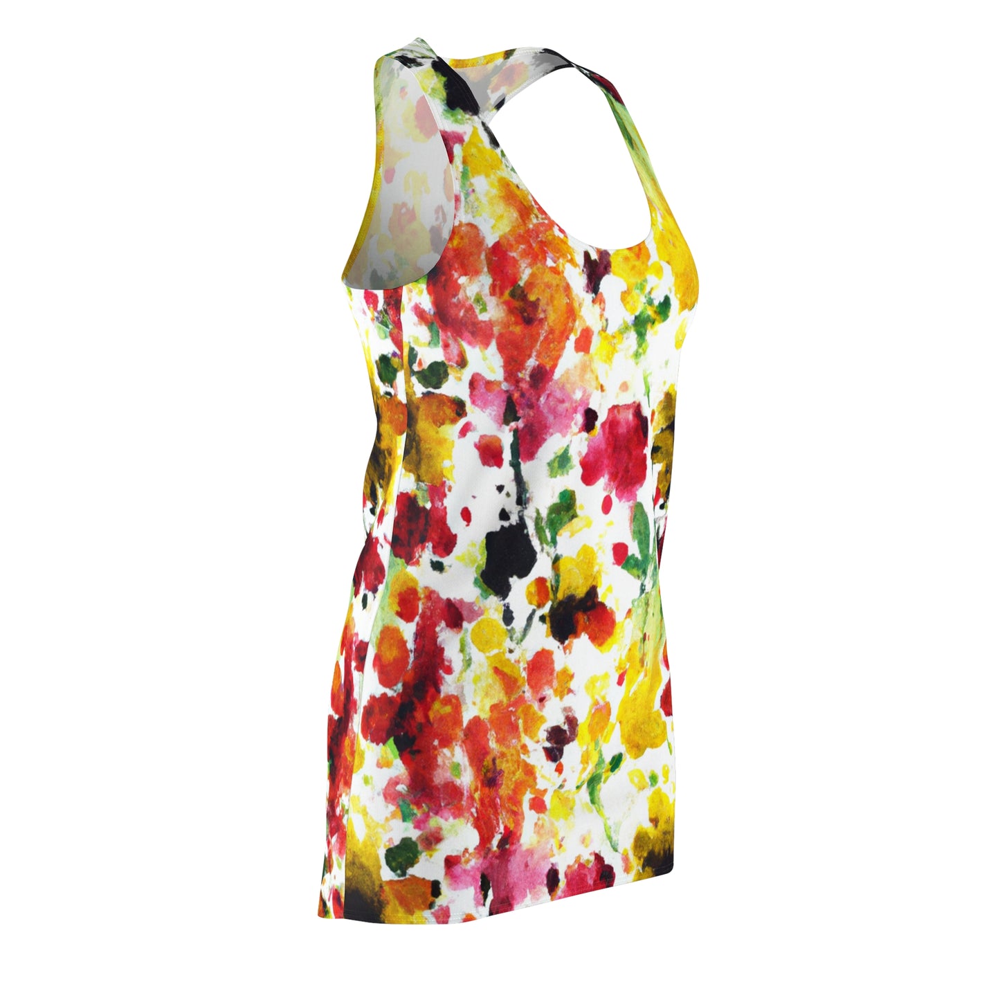 Floral Watercolor (RGYB) - AI Art - Women's Cut & Sew Racerback Dress