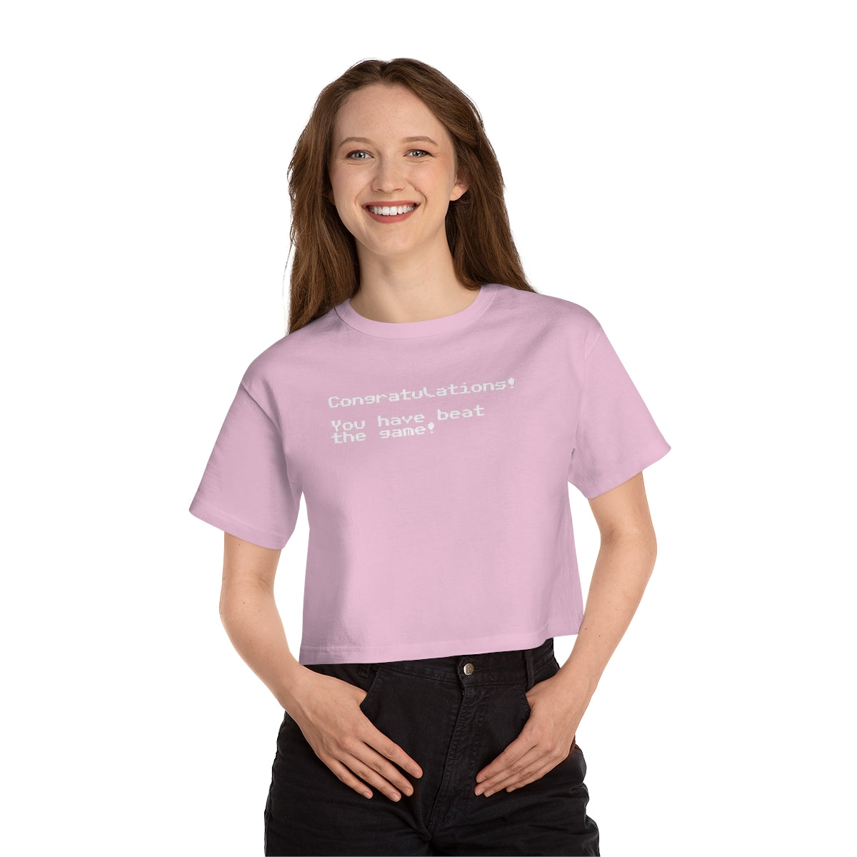 Congratulations! You have beat the game! (8-bit) - Champion Women's Heritage Cropped T-Shirt