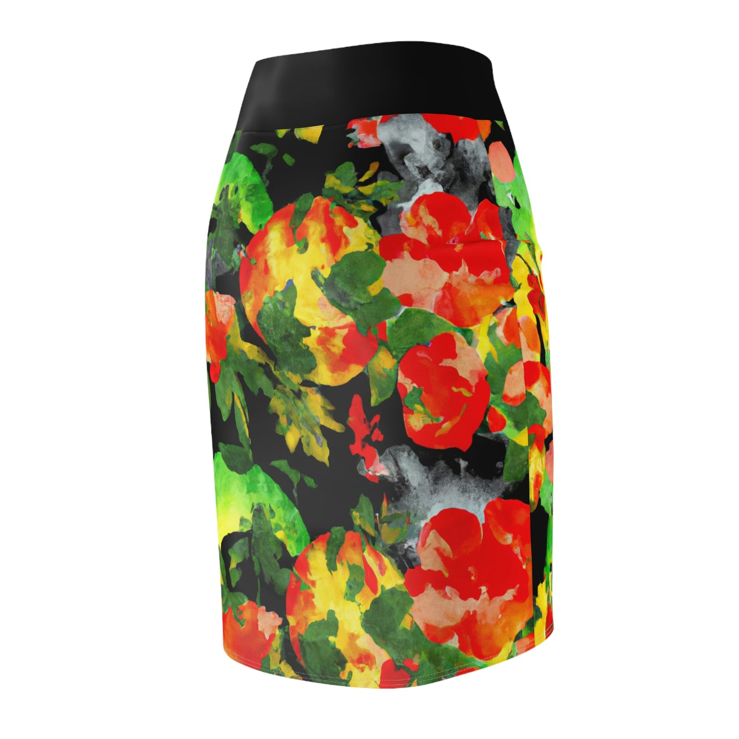 Peach Tree Watercolor - AI Art - Women's Pencil Skirt