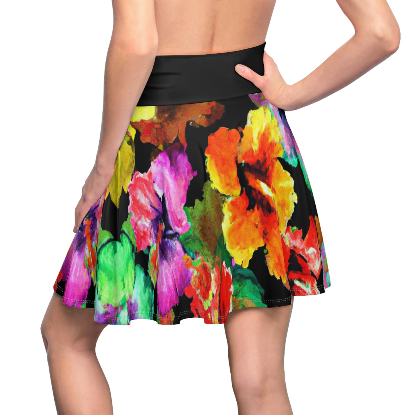 Hibiscus Watercolor 1  - AI Art  - Women's Skater Skirt