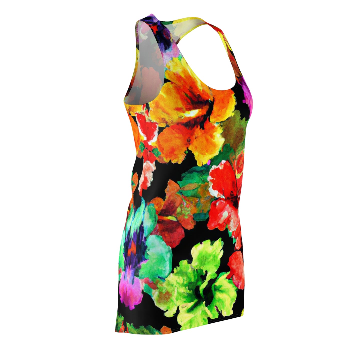 Hibiscus Watercolor 1  - AI Art - Women's Cut & Sew Racerback Dress