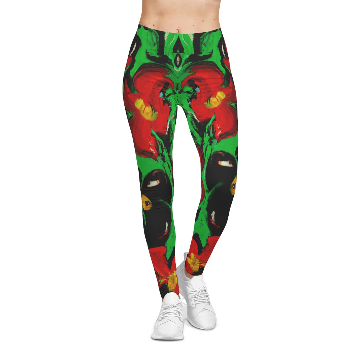 Floral Acrylic 1 - AI Art - Women's Yoga Casual Leggings