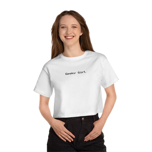 Geeky Girl (8-bit) - Champion Women's Heritage Cropped T-Shirt