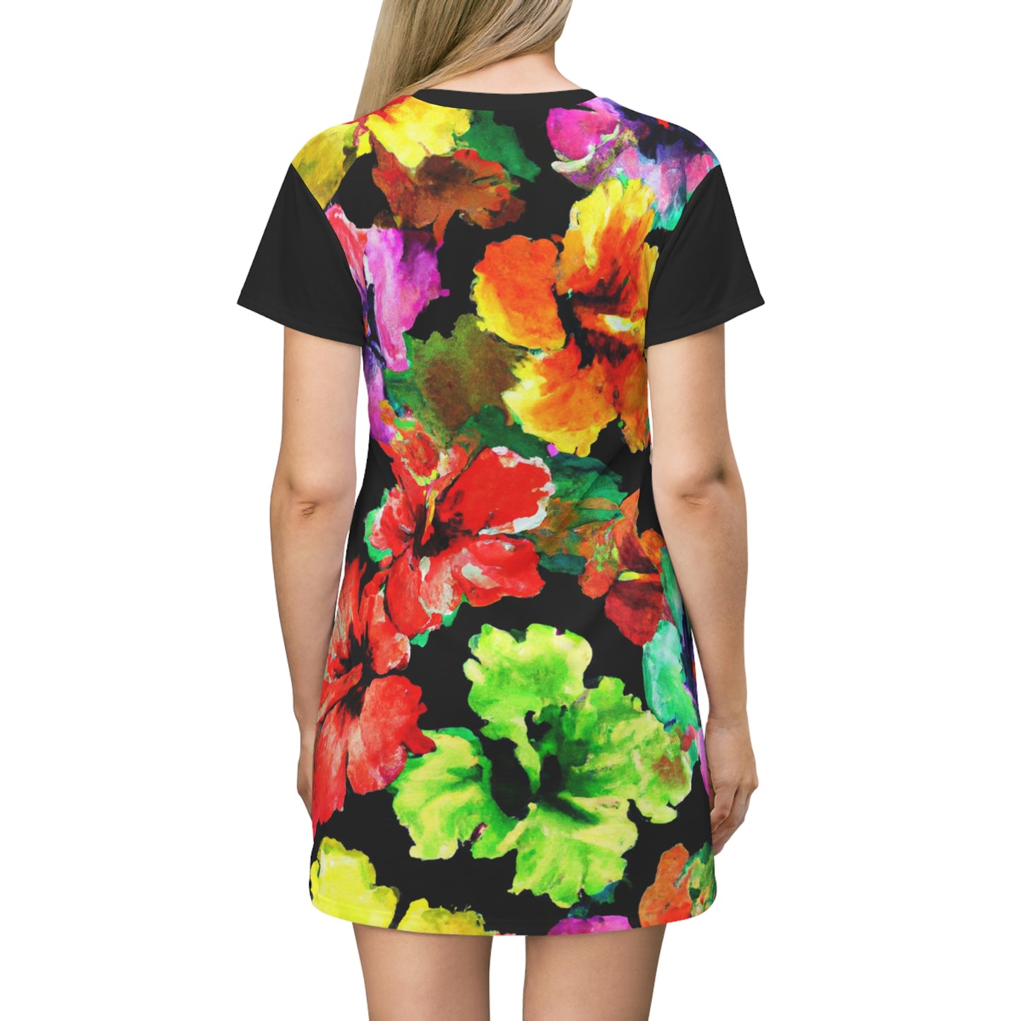 Hibiscus Watercolor 1 - AI Art - T-Shirt Dress